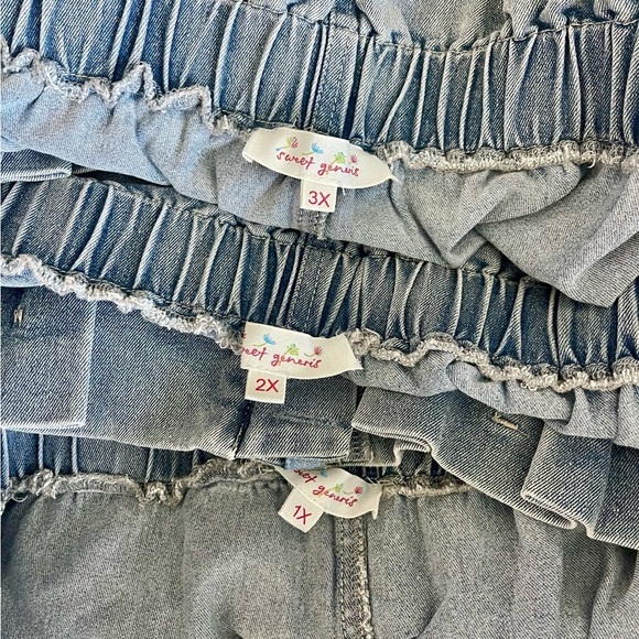 SWEET GENERIS Women’s PLUS Blue Cotton Denim Belted Jean‎ Shorts-Sizes 1X,2X,&3X - Picture 3 of 10